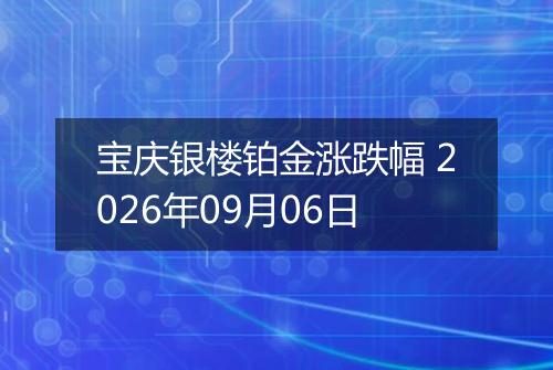 宝庆银楼铂金涨跌幅 2026年09月06日