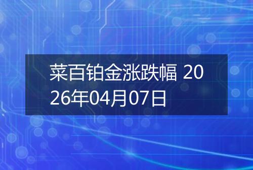 菜百铂金涨跌幅 2026年04月07日