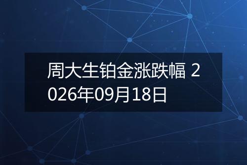 周大生铂金涨跌幅 2026年09月18日