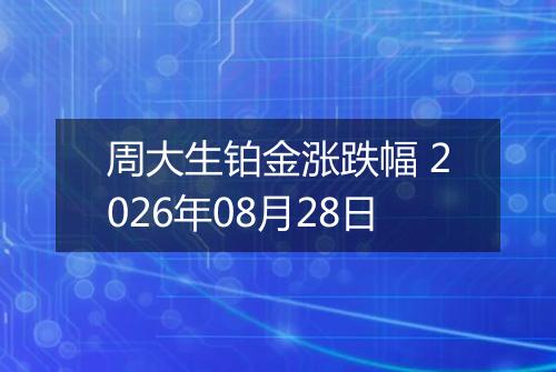 周大生铂金涨跌幅 2026年08月28日