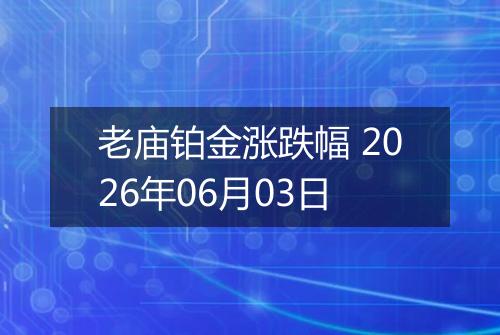 老庙铂金涨跌幅 2026年06月03日