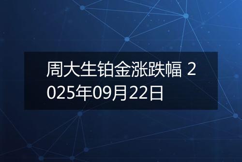 周大生铂金涨跌幅 2025年09月22日