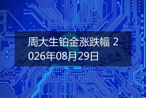 周大生铂金涨跌幅 2026年08月29日