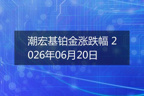 潮宏基铂金涨跌幅 2026年06月20日
