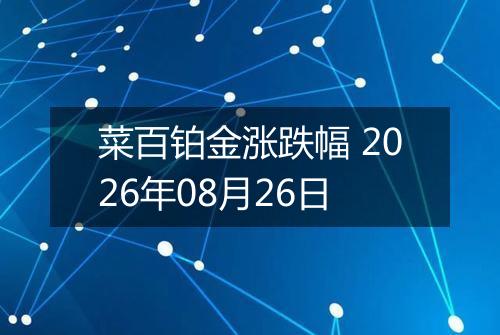 菜百铂金涨跌幅 2026年08月26日