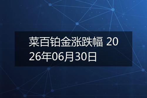 菜百铂金涨跌幅 2026年06月30日