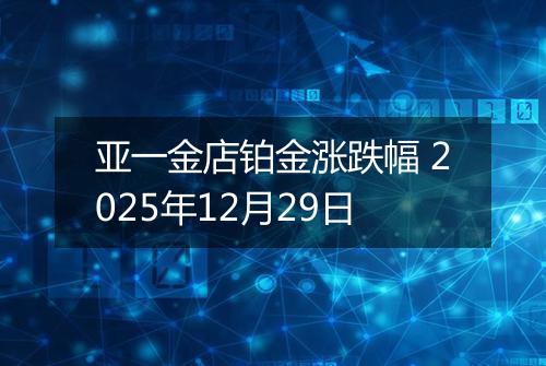 亚一金店铂金涨跌幅 2025年12月29日