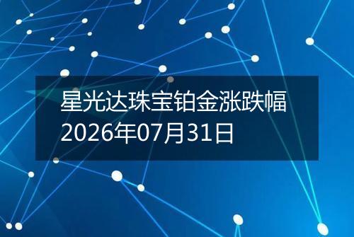 星光达珠宝铂金涨跌幅 2026年07月31日