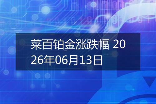 菜百铂金涨跌幅 2026年06月13日