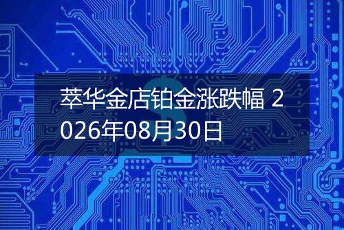 萃华金店铂金涨跌幅 2026年08月30日