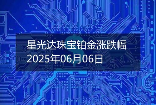 星光达珠宝铂金涨跌幅 2025年06月06日