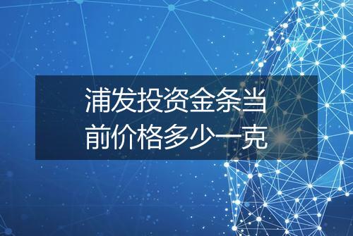 浦发投资金条当前价格多少一克
