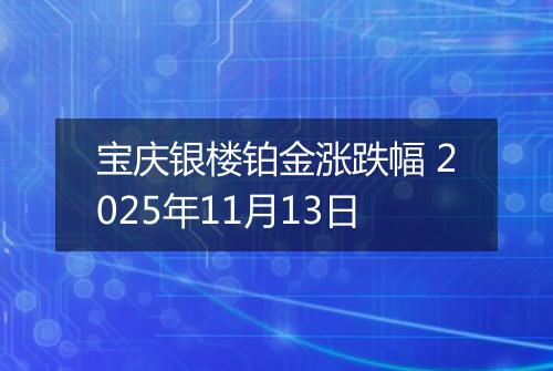 宝庆银楼铂金涨跌幅 2025年11月13日