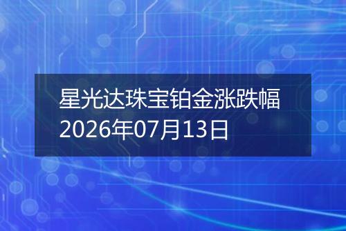 星光达珠宝铂金涨跌幅 2026年07月13日