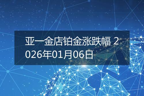 亚一金店铂金涨跌幅 2026年01月06日