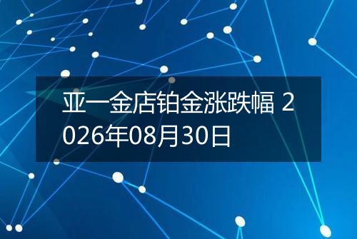 亚一金店铂金涨跌幅 2026年08月30日