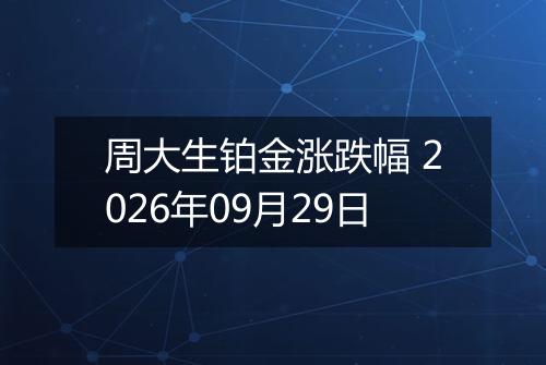 周大生铂金涨跌幅 2026年09月29日