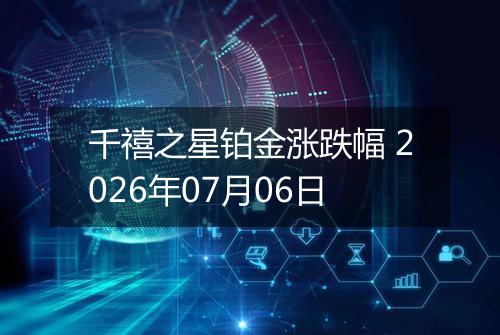 千禧之星铂金涨跌幅 2026年07月06日