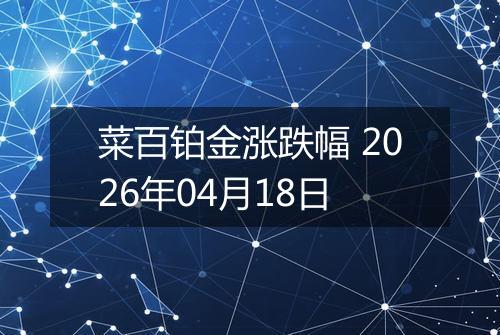 菜百铂金涨跌幅 2026年04月18日