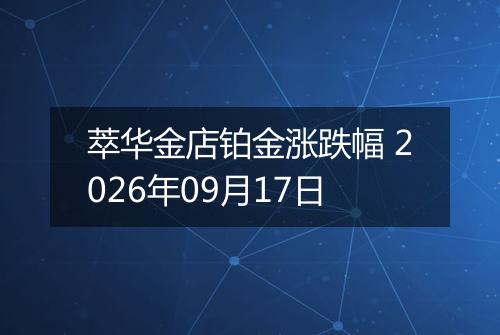萃华金店铂金涨跌幅 2026年09月17日