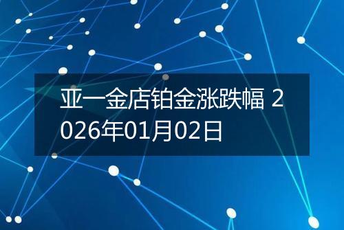 亚一金店铂金涨跌幅 2026年01月02日