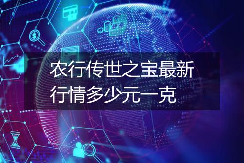 农行传世之宝最新行情多少元一克
