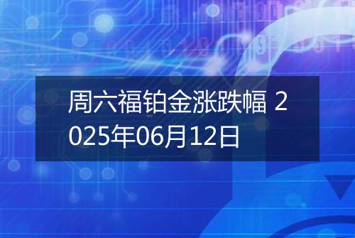 周六福铂金涨跌幅 2025年06月12日
