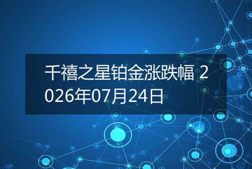 千禧之星铂金涨跌幅 2026年07月24日